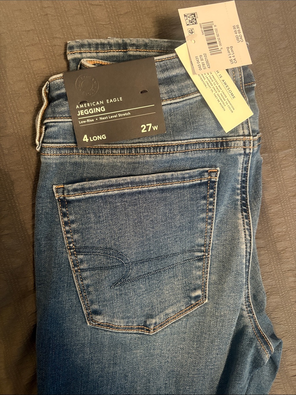 American Eagle Outfitters Medium Blue Jeggings - Low Rise Stretch